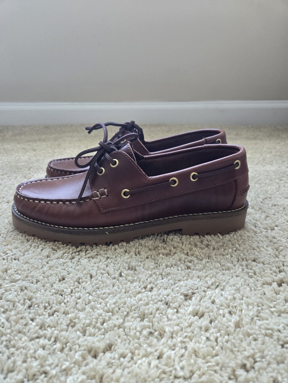 Anthropologie Boat Shoes Womens EU 39 Brown Leather Slip On
